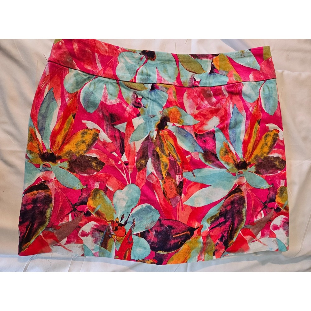 Zac & Rachel Woman Skort Plus Size 12 Multicolor Floral Pull On Pockets